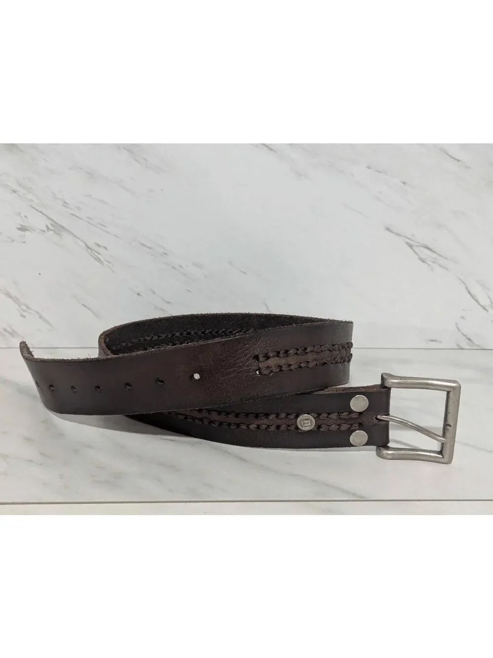 BKE Men's Brown Solid Leather Buckle Belt 1 3/4 Wide Size 34